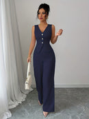 Conjunto elegante de chaleco sin mangas y pantalones de mujer, ropa de oficina de verano