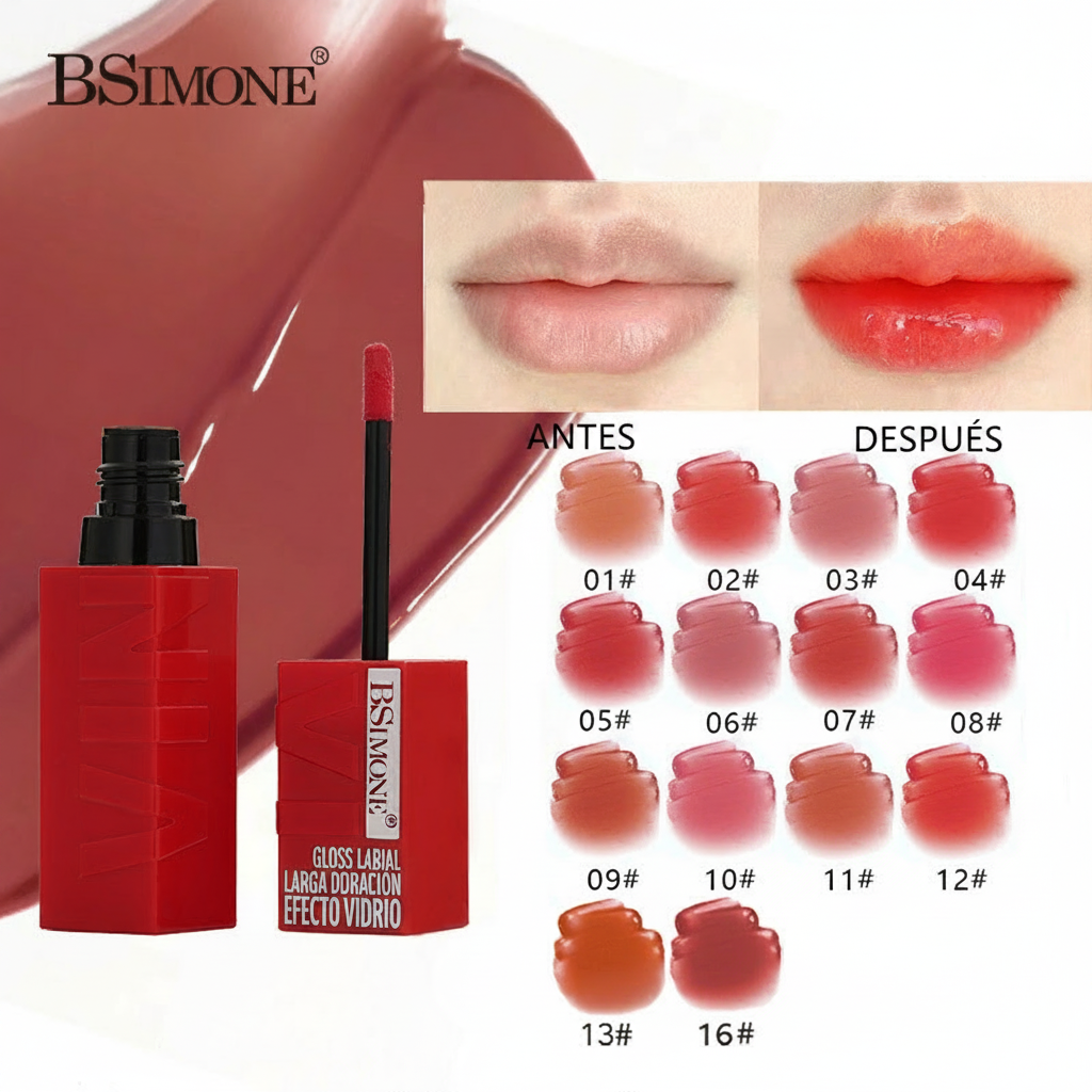 Gloss Labial Hidratante Efecto Vidrio 14 Tonos