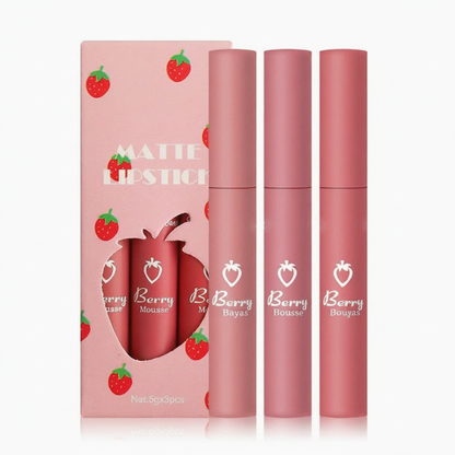 Set de 3 labiales mate de larga duración sin pegajosidad