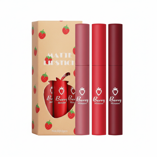 Set de 3 labiales mate de larga duración sin pegajosidad