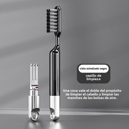 Cepillo para Cabello Largo con Base Adhesiva y Estuche Organizador